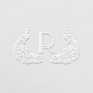 2 Peacocks Silhouette #4B Single Initial Embosser