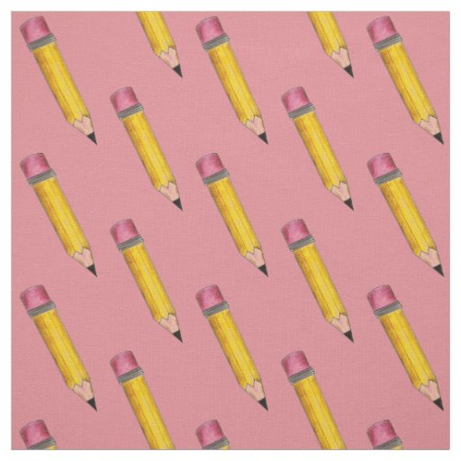 #2 Pencil Sharp Pink Yellow School English Teacher Fabric