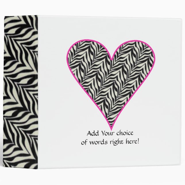 2" Personalized Pink Trimmed Zebra Binder (Front/Spine)
