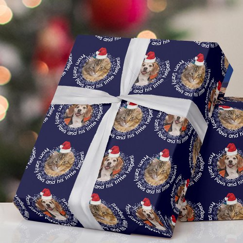 2 Pet Photo Santy Paws Little Helpers Santa Hat  Wrapping Paper