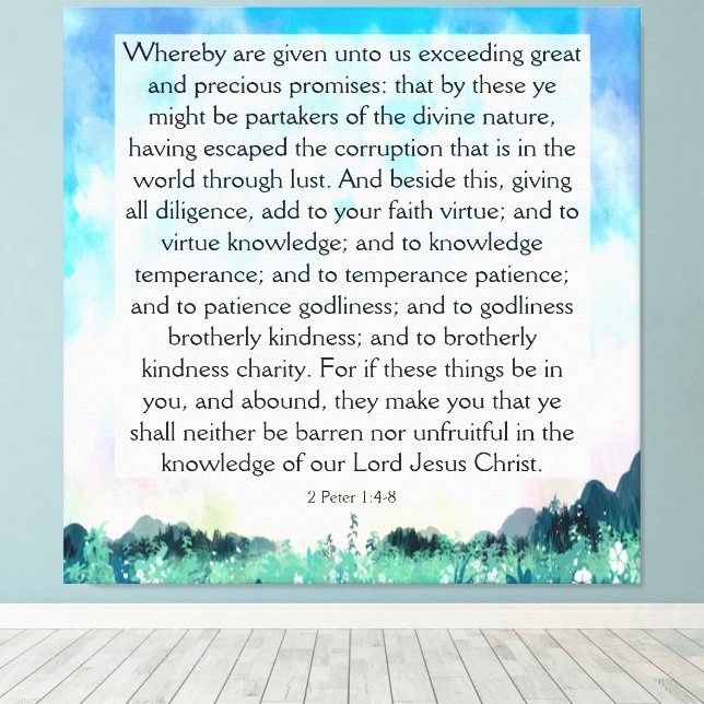 2 Peter 1:4-8  Canvas Print (Insitu(Wood Floor))