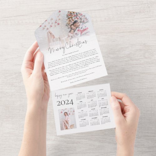 2 Photo 2024 Calender Christmas Newsletter All In One Invitation