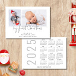 2 Photo 2025 Calendar Baby First Christmas Holiday Card<br><div class="desc">2 Photo 2025 Calendar Baby First Christmas. Available digitally and printed. Celebrating your new arrival along with your festive greetings. My First Christmas is on a set modern script. Easily replace the sample two images with your own and personalise with your names on the front and happy new year greeting...</div>