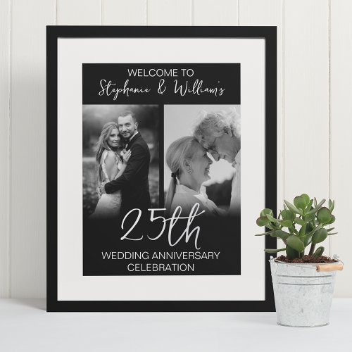 2 Photo 25th Wedding Anniversary Welcome Sign