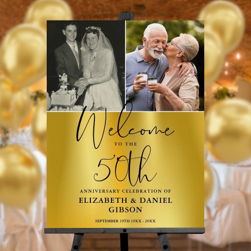 2 Photo 50th Wedding Anniversary Welcome Sign