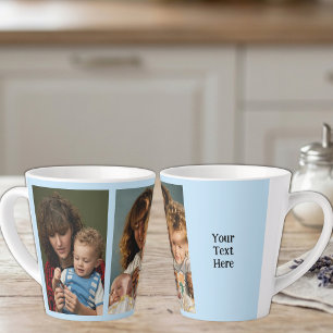2 photo add text white blue latte mug