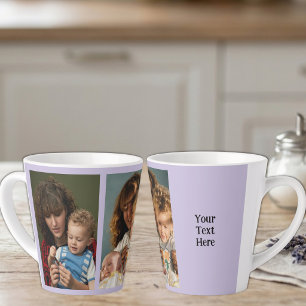 2 photo add text white purple latte mug