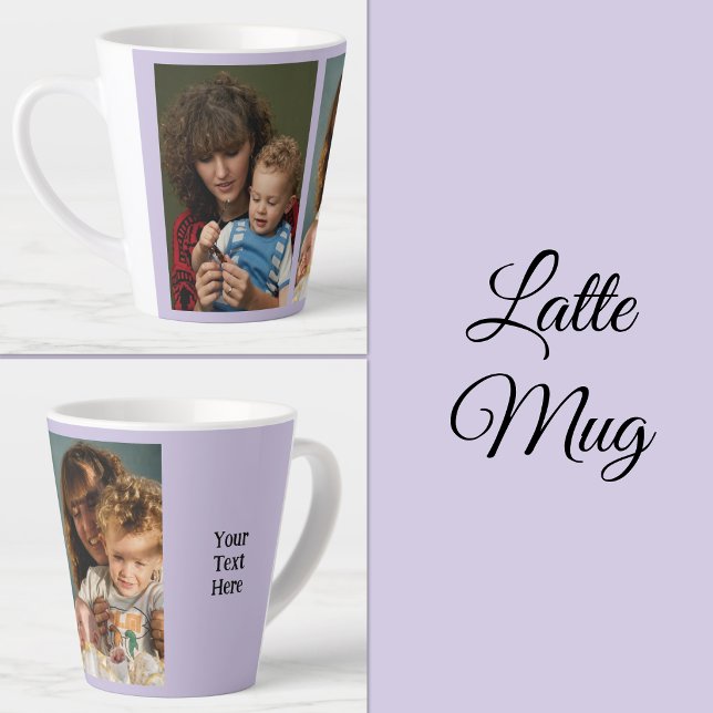 2 photo add text white purple latte mug (Creator Uploaded)