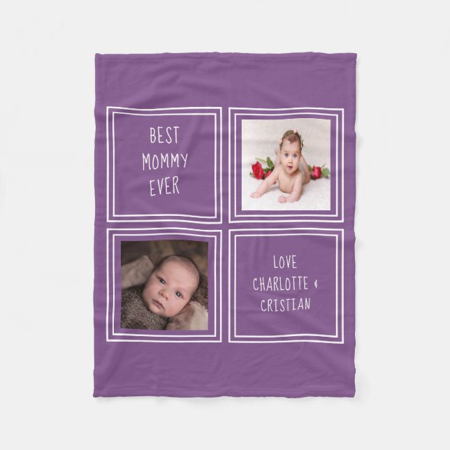 2 Photo And Text  Create Your Own Personalized Fleece Blanket (Front)