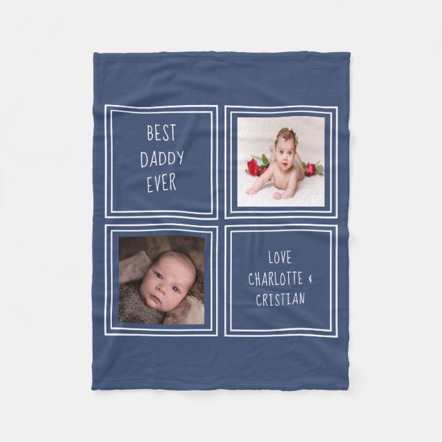 2 Photo And Text Design Your Own Personalized Fleece Blanket (Front)