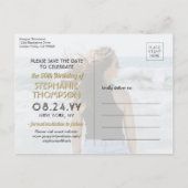 2 Photo Any Age Birthday Gold Black Save the Date Invitation Postcard (Back)