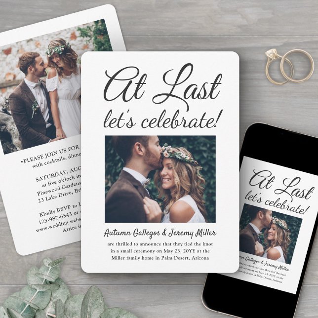 2 Photo At Last Wedding Reception Celebration Invitation (Creator Uploaded)