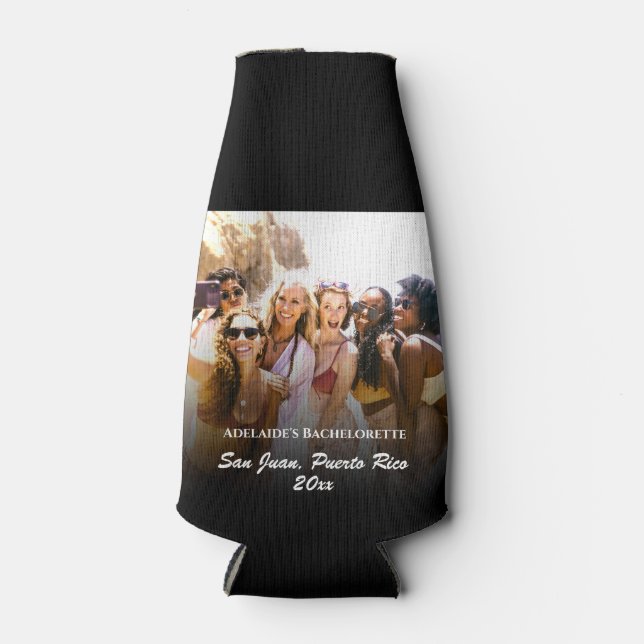 2 Photo Bachelorette Party Favor Personalized Bottle Cooler (Front)