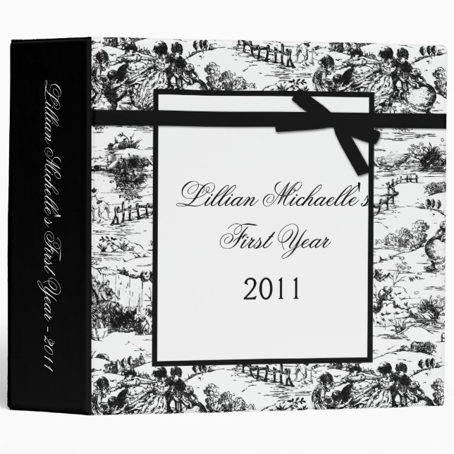 2" PHOTO Binder Scrapbook Black Toile Fabric (Front/Spine)
