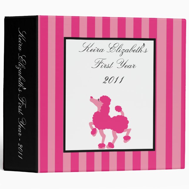 2" PHOTO Binder Scrapbook Pink Poodle Paris Eiffel (Front/Spine)