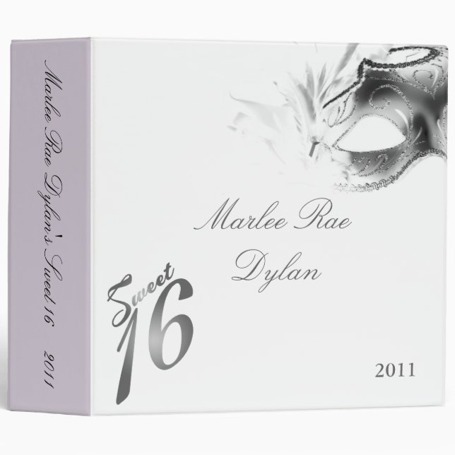 2" PHOTO Binder Scrapbook Sweet 16 Silver White (Front/Spine)