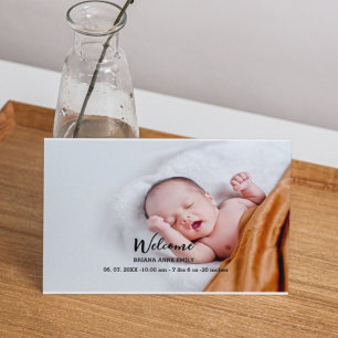 2 photo Birth Announcement card New Baby annouce