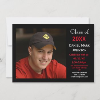 2 Photo Black Background - Grad Announcement by Midesigns55555 at Zazzle