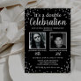 2 Photo Black Silver Birthday Invitation