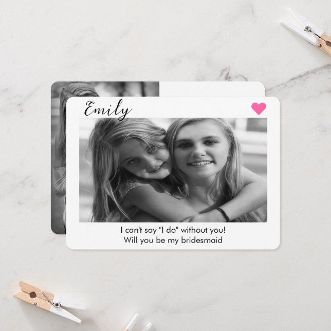 2 Photo Bridesmaid or Maid of Honor Proposal  Invitation (Front/Back In Situ)