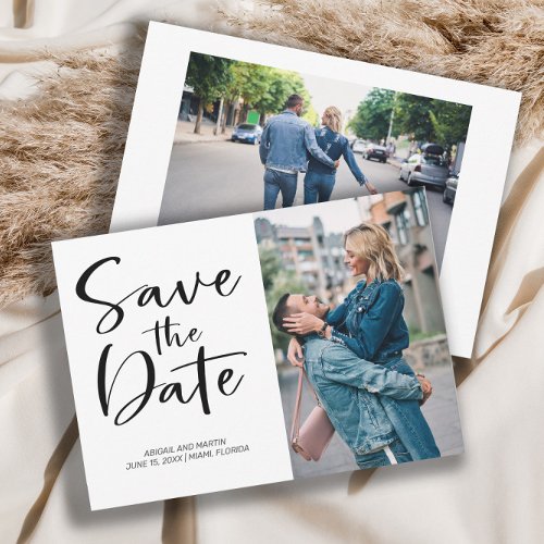 2 Photo Brush Script Wedding Save the Date