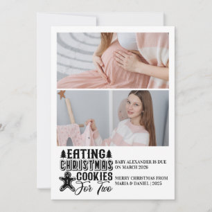 2 Photo Christmas Cookies for 2 Pregnancy  Holiday Card