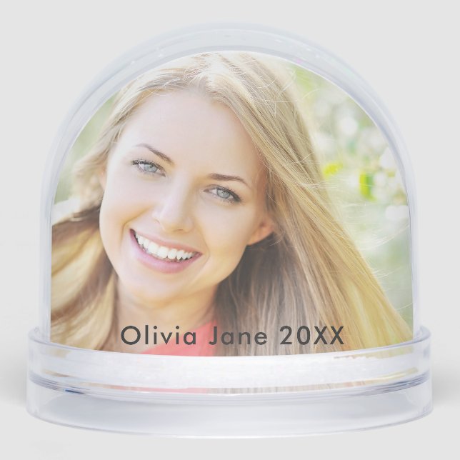 2 Photo Christmas Holiday Modern Snow Globe (Front)