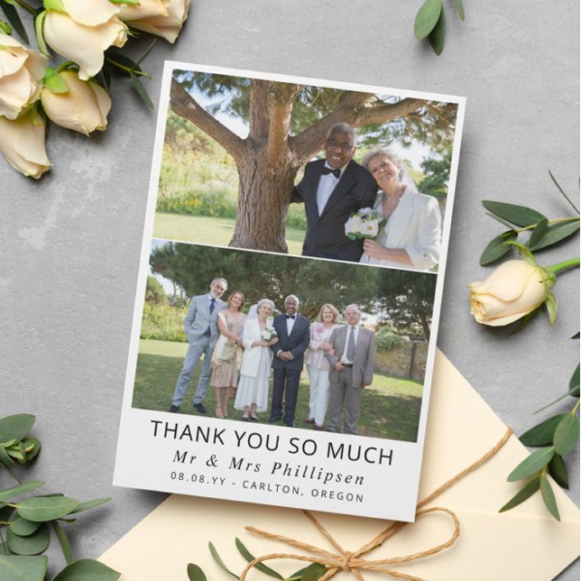 2 Photo Clean Font Later In Life Wedding Thank You Card (Creator Uploaded)