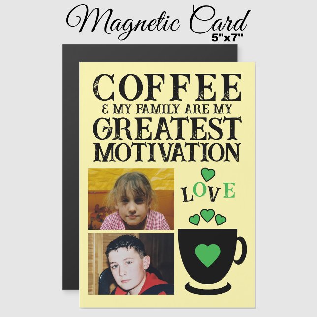 2 photo coffee and family green magnetic card (Creator Uploaded)