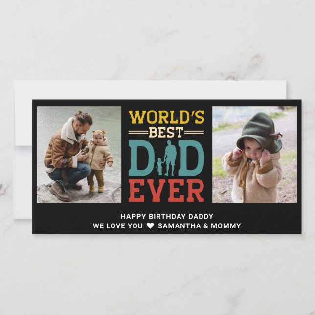 2 Photo Collage Best Dad Ever Add Any Greeting Card (Front)