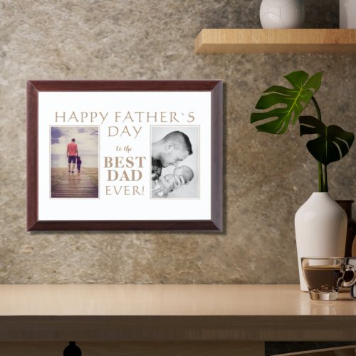 2 Photo Collage Best Dad Fathers day Award Plaque