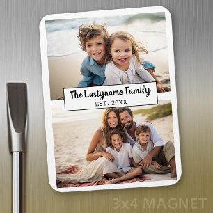2 Photo Collage Family Name CAN EDIT COLOR Magnet