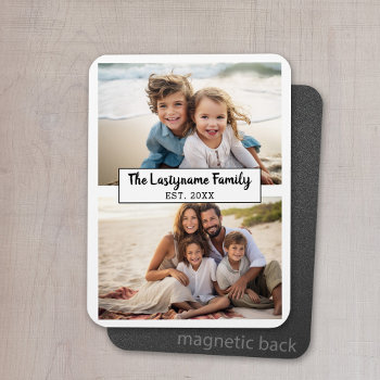2 Photo Collage Family Name Can Edit Color Magnet by MarshEnterprises at Zazzle