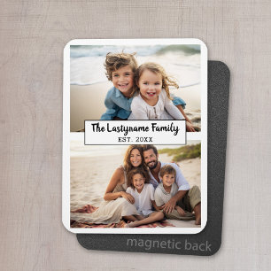 2 Photo Collage Family Name CAN EDIT COLOR Magnet