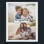 2 Photo Collage Family Name - Horizontal Pics Faux Canvas Print<br><div class="desc">Use up to two horizontal or selfie phone photos to create a unique and personal gift. If you need to adjust the pictures, click on the customize tool to make changes.</div>