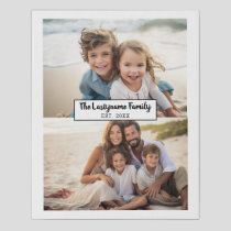 2 Photo Collage Family Name - Horizontal Pics Faux Canvas Print
