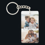 2 Photo Collage Family Name - Horizontal Pics Keychain<br><div class="desc">Use up to two horizontal or selfie phone photos to create a unique and personal gift. If you need to adjust the pictures,  click on the customize tool to make changes.</div>