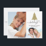2 Photo Collage Gold Glitter Christmas Tree Happy Holiday Card<br><div class="desc">2 Photo Collage Gold Glitter Christmas Tree Happy Holiday Card.</div>