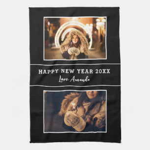 2 Photo Collage Happy New Year 2023 Kitchen Towel