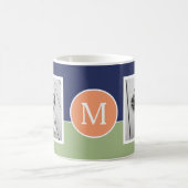 2 Photo Collage Monogram - Modern Color Block Coffee Mug (Center)