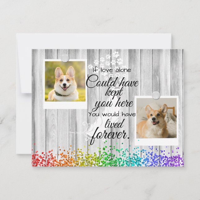 2 Photo Collage Pet Memorial Remembrance Flat Card (Front)