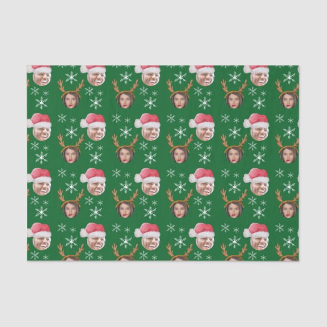 2 Photo Collage Santa and Reindeer Tissue Paper (Front)