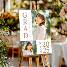 2 Photo Collage White Beige Graduation Welcome