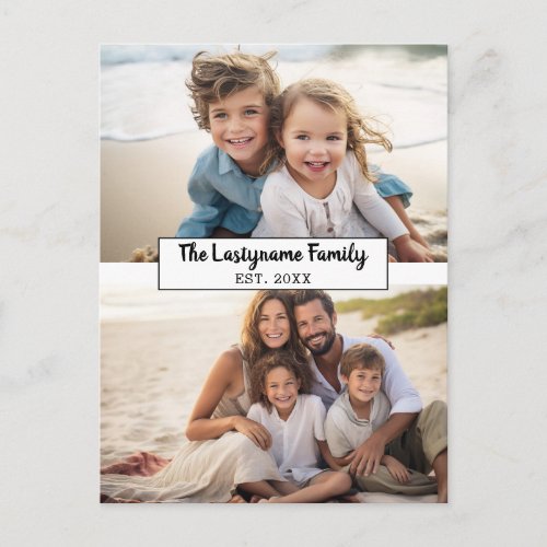 2 Photo Collage with Text for Family Name Postcard