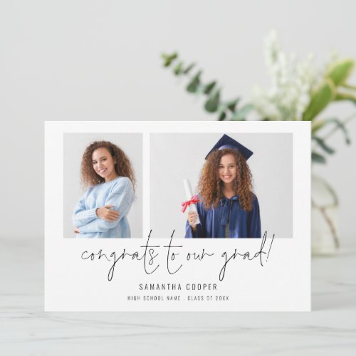 2 Photo Congrats Grad Graduation Announcement