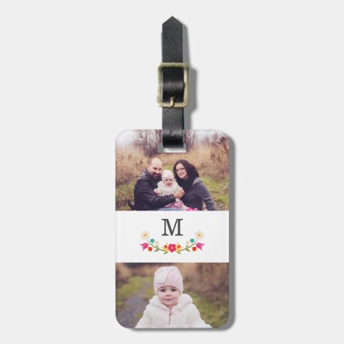 2 Photo  Country Floral Monogram Luggage Tag