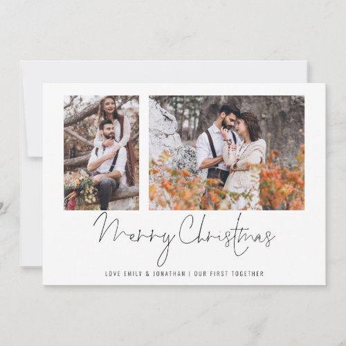 2 Photo Couple First Together Merry Christmas Card
