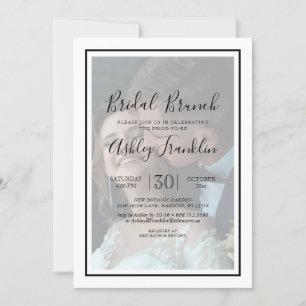 2 Photo Couples Chic Modern Script Bridal Shower Invitation