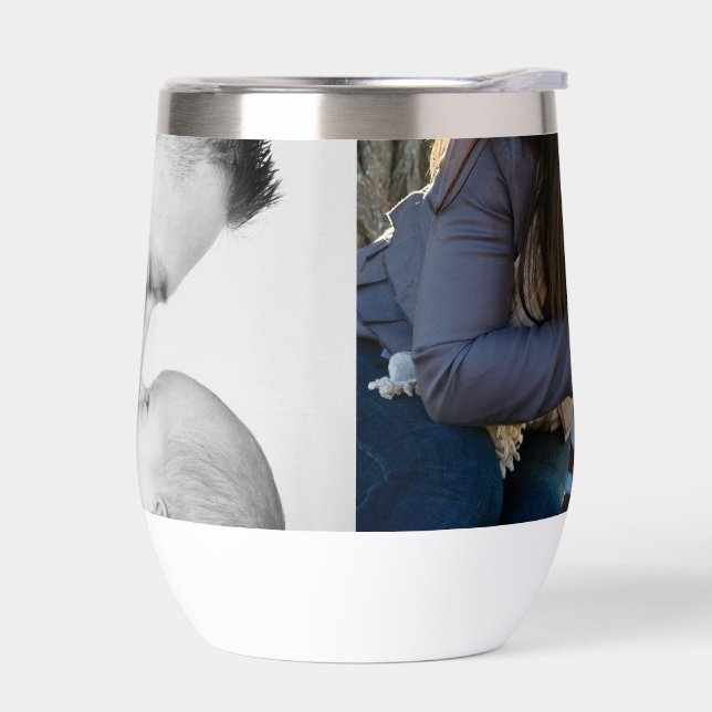2 Photo Custom Double Sided  Thermal Wine Tumbler (Left)
