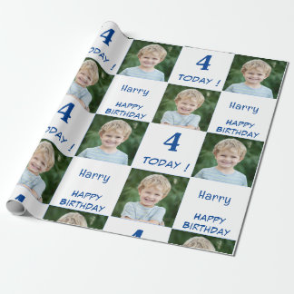 2 Photo Custom Happy Birthday Boy Wrapping Paper